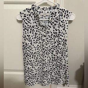LOFT Black and White Sleeveless Blouse